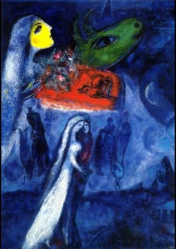  Chagall Lienzo - En dos bancos contemporáneo Marc Chagall